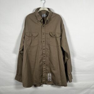 Tyndale FR Flame Resistant Work Shirt Brown Button Up USA Made Mens 2XL